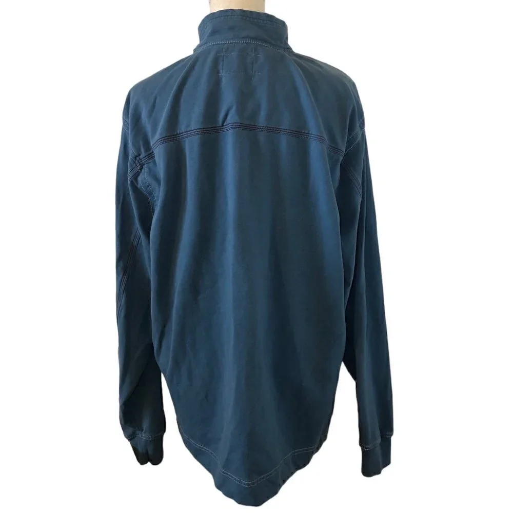 TRUE GRIT 1/4 Zip Sweater Men's Size Large Blue Long Sleeve Turtleneck